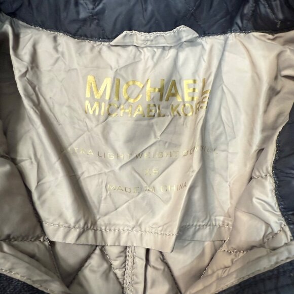MICHAEL KORS Black Lightweight Diamond Quilted Down Jacket Gold Hardware Sz XS - Picture 4 of 9
